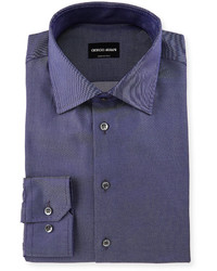 Giorgio Armani Diagonal Twill Dress Shirt Navy