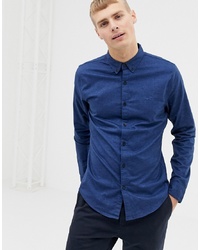 Hollister Icon Logo Oxford Shirt Muscle Skinny Fit In Navy