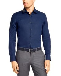 Hugo Boss Jenno Slim Fit Modified Point Collar Cotton Dress Shirt 15 Purple