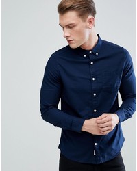 Burton Menswear Long Sleeve Oxford Shirt In Navy
