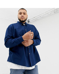 Collusion Plus Oversized Oxford Shirt In Navy