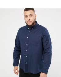 ASOS DESIGN Plus Slim Fit Oxford Shirt In Navy
