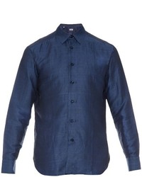 Brioni Point Collar Checked Shirt