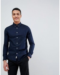 Burton Menswear Skinny Fit Oxford Shirt In Navy
