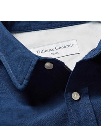 Officine Generale Slim Fit Selvedge Trimmed Cotton Oxford Shirt