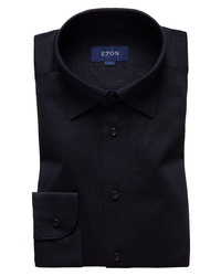 Eton Slim Fit Solid Knit Dress Shirt
