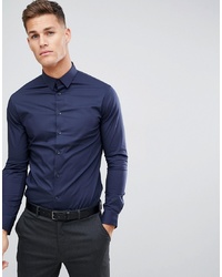 Celio Smart Shirt With Stretch In Navy
