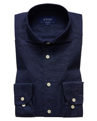 Eton Soft Collection Contemporary Fit Solid Cotton Silk Shirt