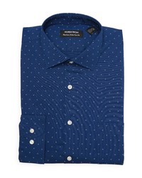 Nordstrom Trim Fit Non Iron Dress Shirt In Blue Estate Micro Arrows At