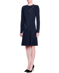 Stella McCartney Long Sleeve Asymmetric Zip Dress Orion Blue