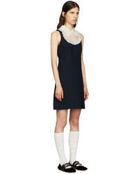 Miu Miu Navy Organza Collar Dress