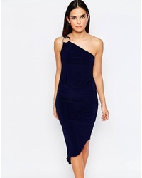 Jessica Wright Perry One Shoulder Asymmetric Hem Dress With Disc Detail