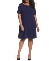 Tahari Plus Size Pleat Crepe A Line Dress