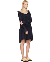 See by Chloe See By Chlo Navy Gauze Jersey Dress