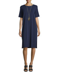 Eileen Fisher Short Sleeve Round Neck Jersey Dress Plus Size