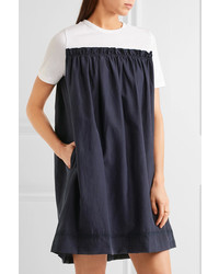 Clu Silk Blend And Cotton Jersey Mini Dress Navy