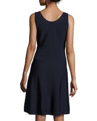 Catherine Malandrino Sleeveless Pointelle A Line Dress Navy