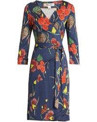 Diane von Furstenberg V Neck Silk Jersey Wrap Dress