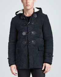 Burberry London Suede Down Filled Duffle Coat Navy