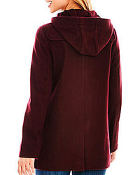 Liz Claiborne Wool Blend Hooded Toggle Coat Tall