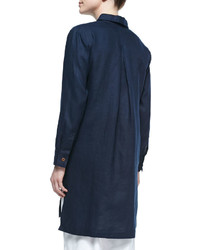 Go Silk Long Sleeve Linen Duster Coat Plus Size