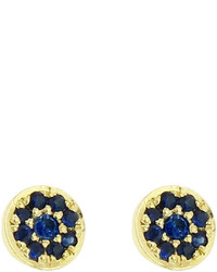 Jennifer Meyer Blue Sapphire Circle Stud Earrings Yellow Gold