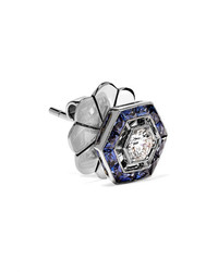 Fred Leighton Collection 18 Karat White Gold Sapphire And Diamond Earrings