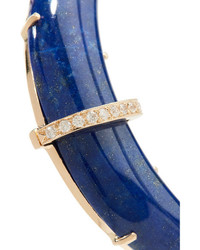 Andrea Fohrman Crescent Moon 14 Karat Gold Lapis And Diamond Earrings Blue