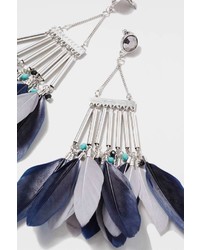 Feather And Bar Drop Earrings