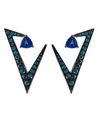 Nikos Koulis Geometric Sapphire And Diamond Earrings