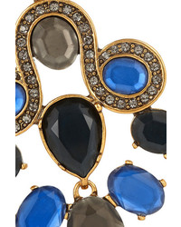 Oscar de la Renta Gold Plated Crystal Clip Earrings