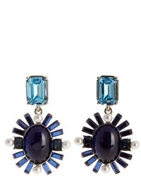 Oscar de la Renta Oval Crystal Embellished Earrings