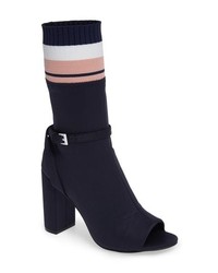 Navy Elastic Ankle Boots