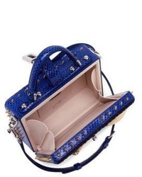 Dolce & Gabbana Embellished Woven Cotton Snakeskin Top Handle Bag
