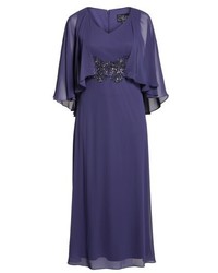 Alex Evenings Plus Size Embellished Waist Capelet Gown