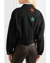 Valentino Cropped Embellished Denim Jacket