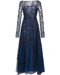 Oscar de la Renta Flared Embellished Evening Dress