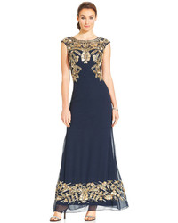JS Collections Cap Sleeve Embellished Gown