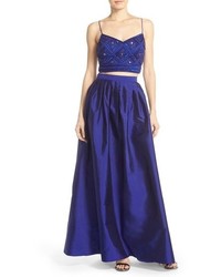 Adrianna Papell Embellished Top Taffeta Two Piece Ballgown Size 6 Blue