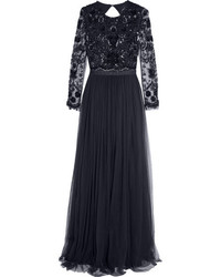Needle & Thread Embellished Tulle Gown Midnight Blue