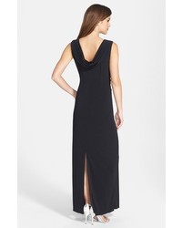 Ellen Tracy Embellished Waist Drape Back Jersey Gown