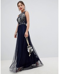 Frock and Frill Frock Frill Sleeveless Open Back Maxi Dress With Embellished Detail