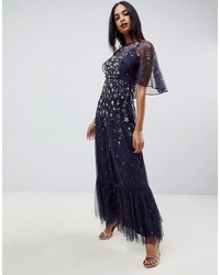 ASOS DESIGN Maxi Dress With Flutter Sleeve In Star Embellisht