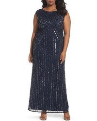 Adrianna Papell Plus Size Embellished Cap Sleeve Gown