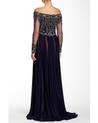 Terani Couture Long Sleeve Embellished Gown