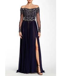 Terani Couture Long Sleeve Embellished Gown