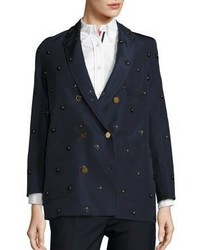 Thom Browne Embellished Double Breasted Silk Jacket