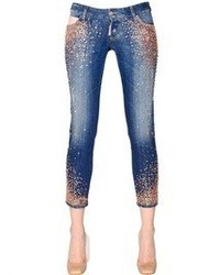 DSquared Skinny Embellished Cotton Denim Jeans