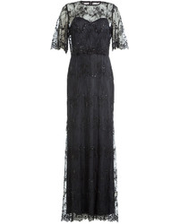 Catherine Deane Floor Length Dress With Embellished Lace Overlay Top