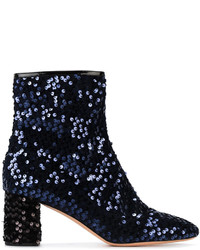 Rochas Blue Sequin Ankle Boots